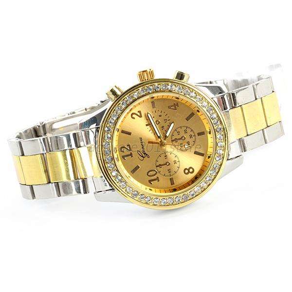 --********LADIES GENEVA SILVER GOLD  DESIGNER STYLE  STAINLESS STEEL QUARTZ WATCH**
