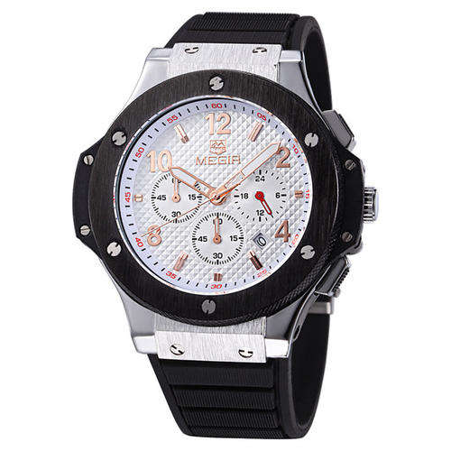 ***MEGIR Chronograph 6 Hands 24 Hours Function Men Sport Watch Silicone Luxury Watch Men Top Brand M