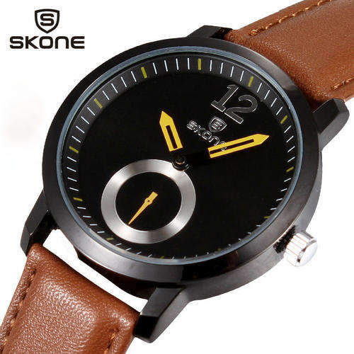 *** New Fashion SKONE Brand Men/Women Casual Watches Simple Elegant Design Leather Strap