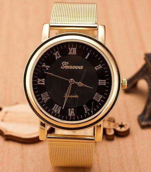 --********LADIES/MEN GENEVA  GOLD  DESIGNER STYLE  STAINLESS STEEL QUARTZ WATCH**