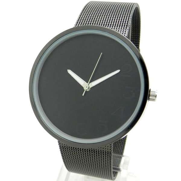 --********LADIES/MEN GENEVA  BLACK  STAINLESS STEEL QUARTZ WATCH**