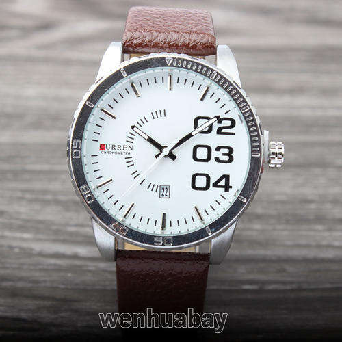 *** Curren Mens Leather  Quartz Calendar Analog Dial Wrist Watch B92U