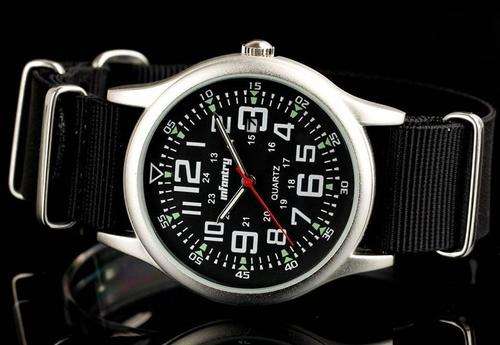 From USA***          INFANTRY MILITARY Army Mens Sport DATE Quartz Wrist Watch Black Nylon Stra