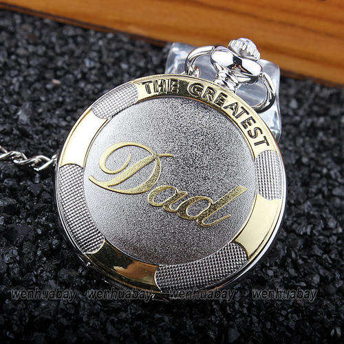 ***THE GREATEST DAD **Silver + Gold  High Quality  Pocket Watch***