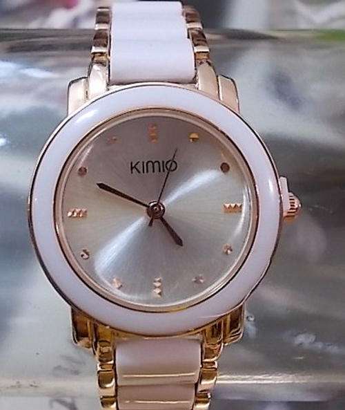 ***lLADIES TOP BRAND** KIMIO** GOLD WHITE ANALOG WATCH