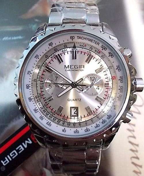 ***2015 MEGIR Steel Belt Luxury Date Men Watches Men Top Brand