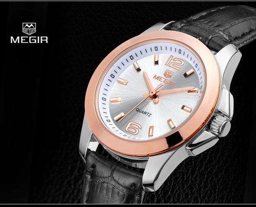 ***2015 MEGIR Brand Leather Belt Luxury  Men/lLadies Watches Top Brand