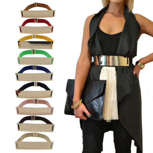 LADIES--***THE WOW!!! FACTOR~  METAL PLATE TRENDY DECORATION HIP BLACK  WAIST  BELT