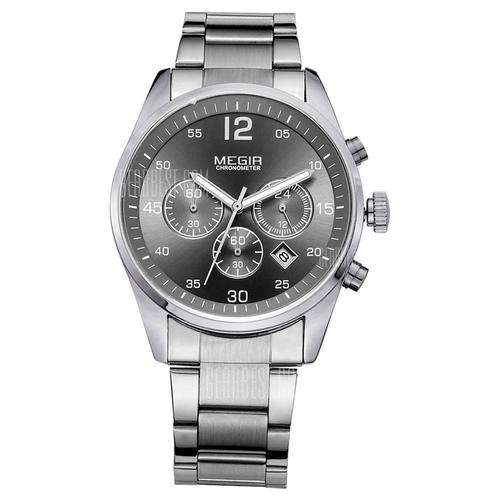 ***2015 MEGIR Full Stainless Steel 6 Hand Chronograph Date Men Luminous Watch