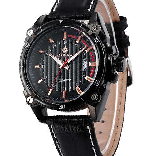 *** ORKINA **(AUTHENTIC ORKP0027 ) MENS BLACK  HIGH QUALITY STEEL DRESS  WATCH**
