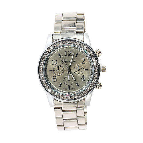 --********LADIES GENEVA SILVER DESIGNER STYLE  STAINLESS STEEL QUARTZ WATCH**
