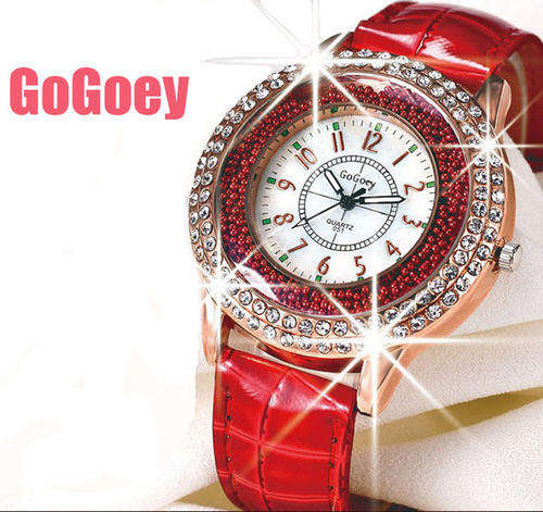 -*LADIES *CRYSTAL ENCRUSTED ~Gogoey  QUARTZ  Watch  - RED-STOCK CLEARANCE ! FIRST COME,FIRST SERVE !