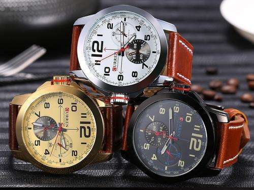 *** New  EXQUISITE CURREN( 8182 ) LUXURY GOLD QUARTZ ANALOG  WRIST WATCH