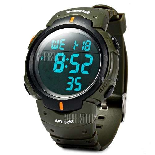 ***SKMEI **Model : 1068  Chronograph Army Green Multifunction Watch**