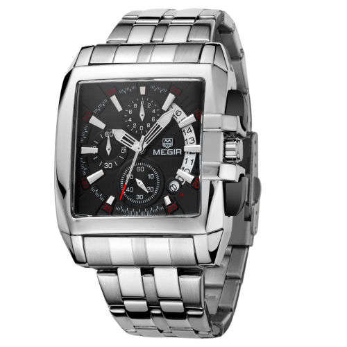 ***  Megir Brand* 6 Hands * Chronograph Business Mens Watch ** ALL STEEL**FREE SHIPPING**
