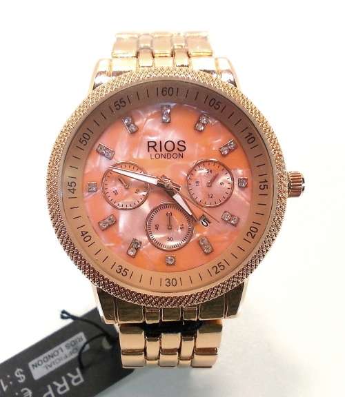 ** PRIMA**!!  DESIGNER RI0S LONDON PREMIUM QUALITY  MEN/LADIES UNISEX  APRICOT ROSE GOLD WATCH