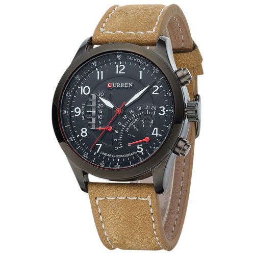 *** New  CURREN 8152 Mens  Quartz Watch  Leather Band