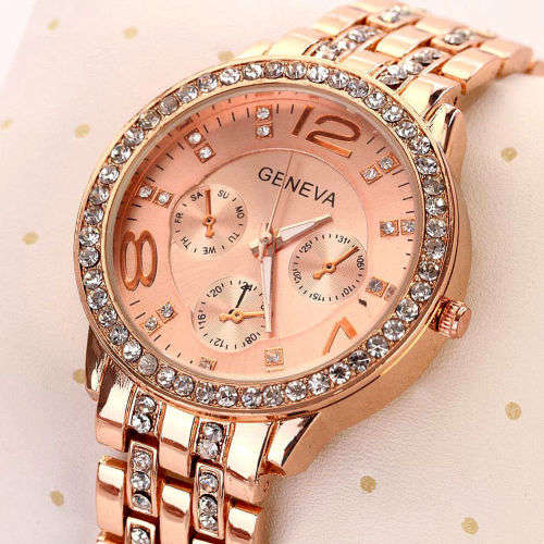 --********LADIES GENEVA  ROSEGOLD DESIGNER STYLE  STAINLESS STEEL QUARTZ WATCH**