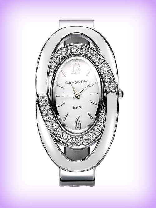 --***LADIES *ELEGANT **CANSNOW **SILVER BANGLE **QUARTZ WATCH**