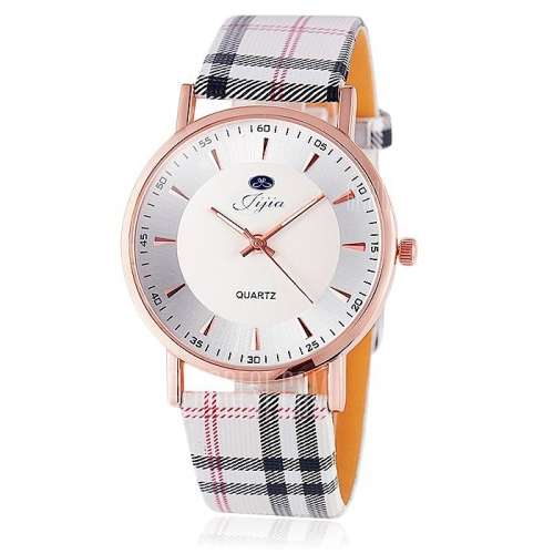 -***LADIES JIJIA BRAND **Plaid leather** POPULAR Strap Color*** Quartz watch