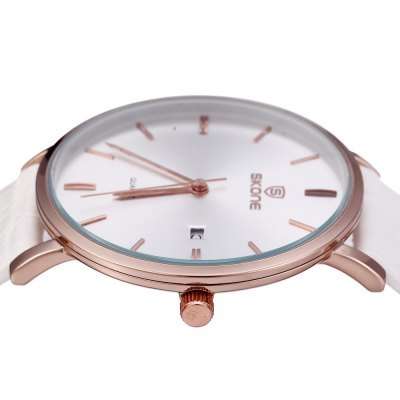 **SKONE BRAND 9400* BIG DIAL* Ultrathin Calendar UNISEX  Quartz Watch with Leather Strap *