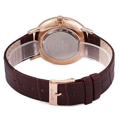 *SKONE BRAND 9400* BIG DIAL* Ultrathin  Calendar  CHAMPAGNE COLOR*  Quartz Watch with Leather Strap