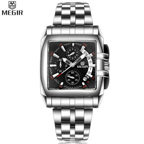 ***  Megir Brand* 6 Hands * Chronograph Business Mens Watch ** ALL STEEL**FREE SHIPPING**