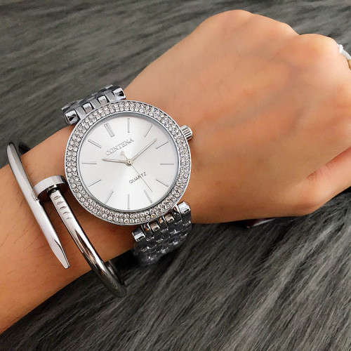 -**LADIES GENEVA  CONTENA -**SILVER** LUXURY QUALITY DRESS WATCH
