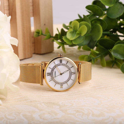 **SINOBI BRAND 9632*  Gold  Women's Diamonds Wrist Watch Top Luxury *