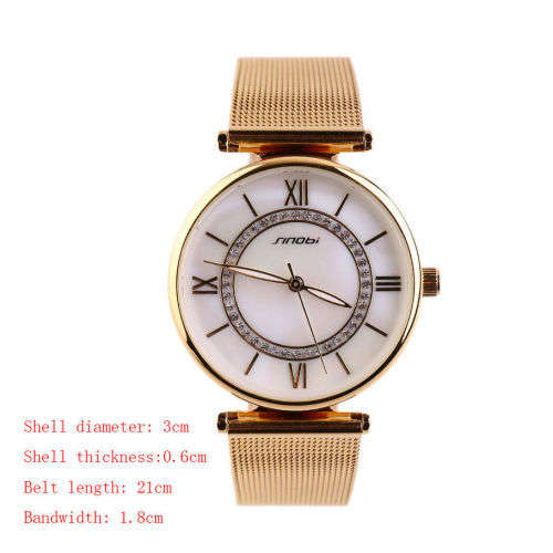 **SINOBI BRAND 9632*  Gold  Women's Diamonds Wrist Watch Top Luxury *