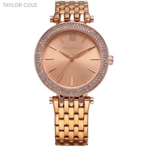 From UK** Taylor Cole Lady Georgeos Rose Gold Steel Band Bracelet Luxury  Date  Watch*TOP