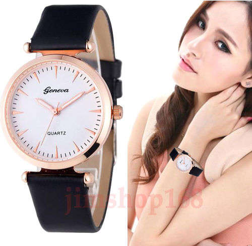 --***LADIES **New Fashion UK Geneva 3634 Brand Colorful White /RED Leather Strap Quartz Watch