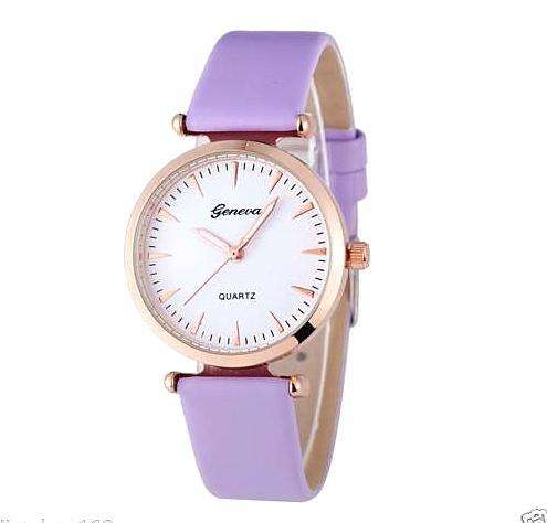 --***LADIES **New Fashion UK Geneva 3634 Brand Colorful White /RED Leather Strap Quartz Watch
