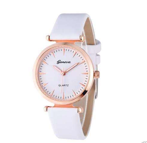 --***LADIES **New Fashion UK Geneva 3634 Brand Colorful White /RED Leather Strap Quartz Watch
