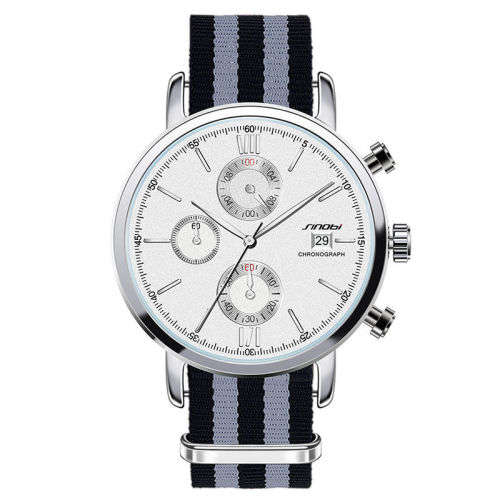 --***NEW SINOBI ELEGANT 6 HAND CHRONOGRAPG MENS NATO STRAP WATCH