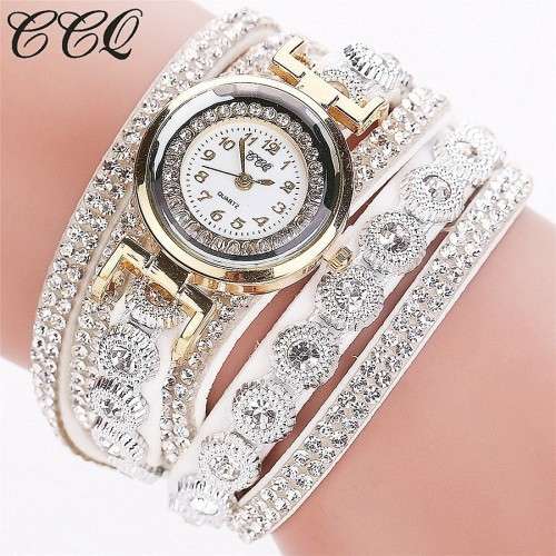 --*****WRIST WRAP*** LADIES FULL BLING STUNNING MULTI LAYER STRAP QUARTZ WATCH**WHITE