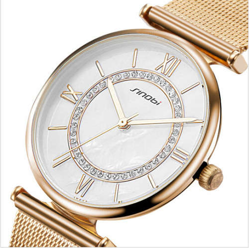 **SINOBI BRAND 9632*  Gold  Women's Diamonds Wrist Watch Top Luxury *