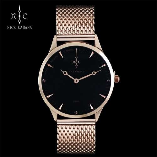 --$299 ***Men/Women Big Dial Nick Cabana Brand**Exclusive** Black Dial Gold Stainless Steel Belt.**