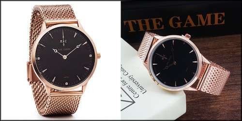 --$299 ***Men/Women Big Dial Nick Cabana Brand**Exclusive** Black Dial Gold Stainless Steel Belt.**