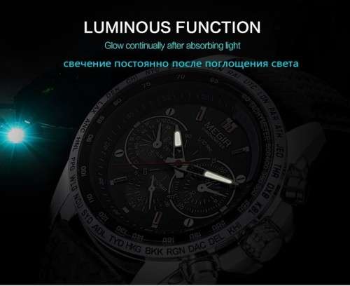 ***  Megir Brand~M1010~ Black *Analog* Dial Leather Strap Military Watches ~