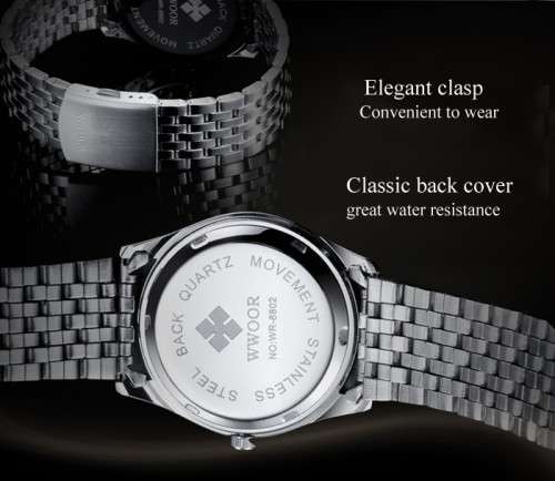 *** TOP QUALITY -MEN WWOOR ALL STEEL DRESS WATCH-ALL SILVER **