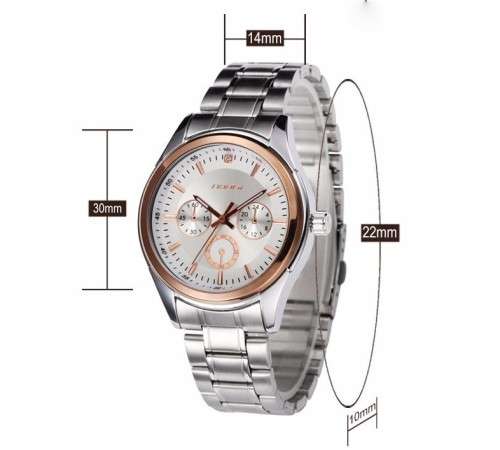 -- * **ELEGANT  SINOBI ALL STEEL GOLD TRIM ANALOG DRESS WATCH**