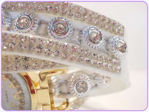 --*****WRIST WRAP*** LADIES FULL BLING STUNNING MULTI LAYER STRAP QUARTZ WATCH**WHITE