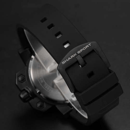 *** SHARK Rare Black  Bisection 3D Dial Silicone Men's Waterproof Sport Watch