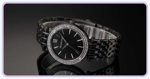 From UK** Magnificent* Taylor Cole Lady ~BLACK ~ all Steel Luxury Crystal  Women Watch*TOP Brand