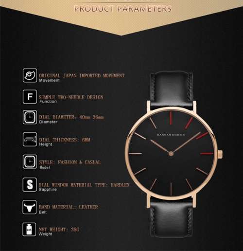 **Big Dial Modern Fashion comFortable**HM**BRAND  unisex watch-Leather Strap ***