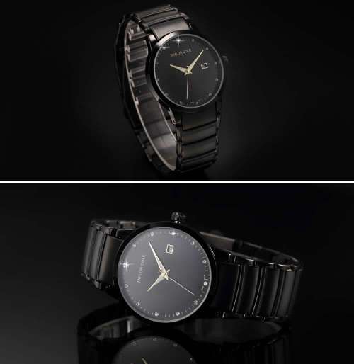 From UK**Magnifisant* Taylor Cole Lady Black Steel Band Bracelet Luxury  Date  Watch*TOP Brand
