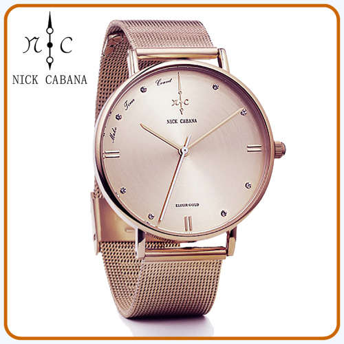 --$199 ***Men/Women Big Dial Nick Cabana Brand**Exclusive** ROSE Dial Gold Stainless Steel Belt.**