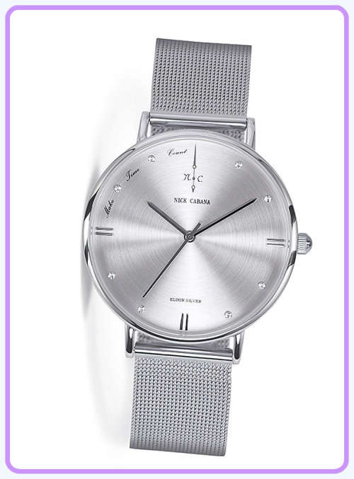 $199--***Womens Big Dial Nick Cabana Brand**Exclusive** White Dial Silver Stainless Steel Belt.**