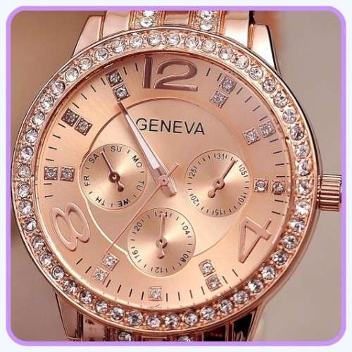 --********LADIES GENEVA FULL BLING DESIGNER STYLE  STAINLESS STEEL QUARTZ WATCH**